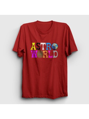 Presmono Unisex Kırmızı Astroworld V2 Travis Scott T-Shirt