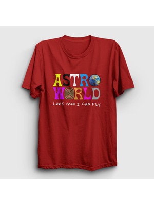 Presmono Unisex Kırmızı Astroworld V3 Travis Scott T-Shirt