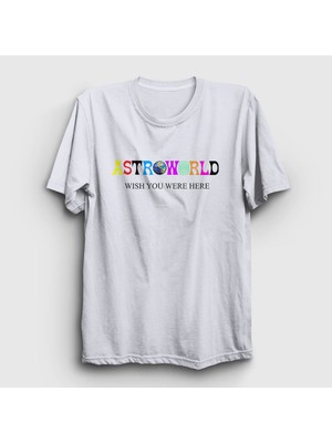 Presmono Unisex Beyaz Astroworld V4 Travis Scott T-Shirt