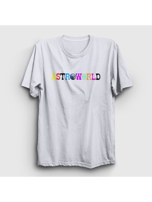 Presmono Unisex Beyaz Astroworld Travis Scott T-Shirt