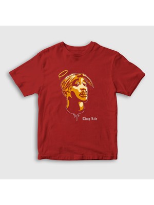 Presmono Unisex Çocuk Kırmızı Angel Tupac Shakur T-Shirt