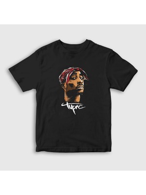Presmono Unisex Çocuk Siyah Cool Tupac Shakur T-Shirt