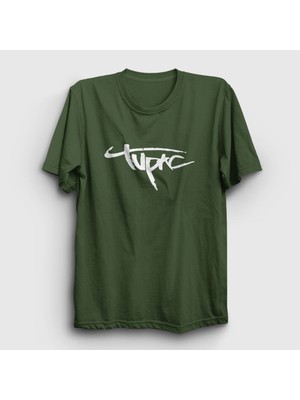 Presmono Unisex Haki Logo Tupac Shakur T-Shirt