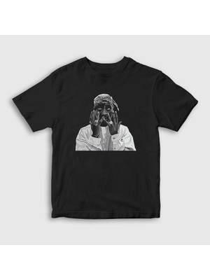Presmono Unisex Çocuk Siyah Pray Tupac Shakur T-Shirt