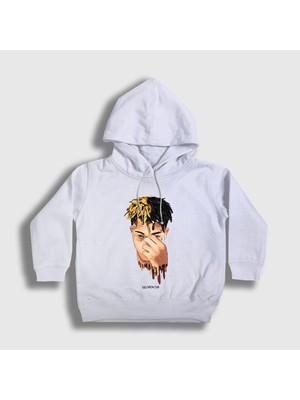 Presmono Unisex Çocuk Beyaz Cool XXXTentacion Kapüşonlu Sweatshirt