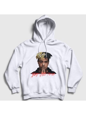 Presmono Unisex Beyaz Forever XXXTentacion Kapüşonlu Sweatshirt