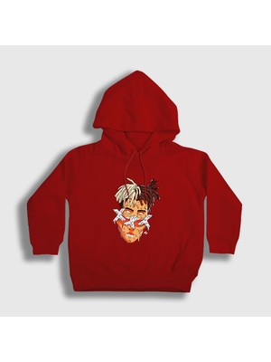 Presmono Unisex Çocuk Kırmızı Melting XXXTentacion Kapüşonlu Sweatshirt
