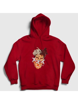 Presmono Unisex Kırmızı Melting XXXTentacion Kapüşonlu Sweatshirt