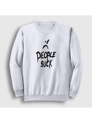 Presmono Unisex Beyaz People Suck XXXTentacion Sweatshirt