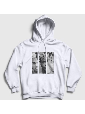Presmono Unisex Beyaz Three XXXTentacion Kapüşonlu Sweatshirt