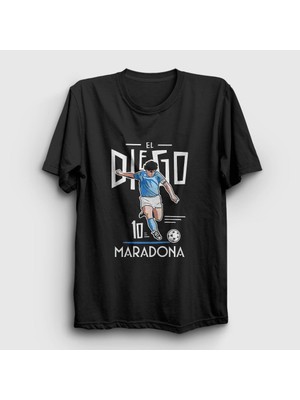 Presmono Unisex Siyah Futbol Sut Maradona T-Shirt