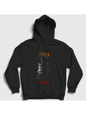 Presmono Unisex Siyah Clone Gojira Kapüşonlu Sweatshirt