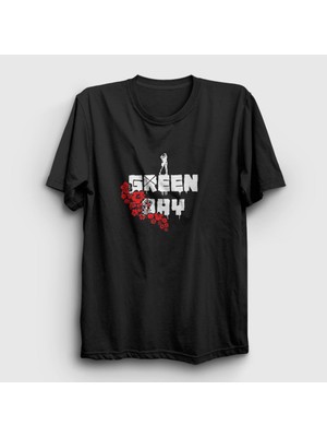 Presmono Unisex Siyah Love Green Day T-Shirt