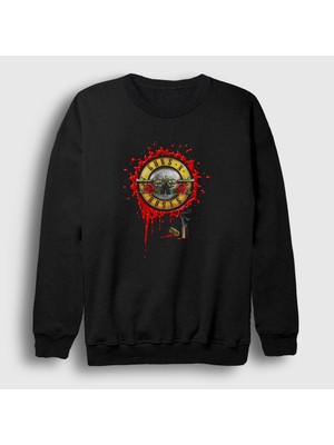 Presmono Unisex Siyah Blood Bullet Guns N' Roses Sweatshirt