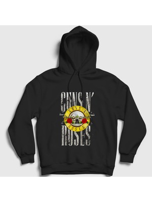 Presmono Unisex Siyah Bullet Guns N' Roses Kapüşonlu Sweatshirt