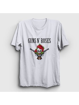 Presmono Unisex Beyaz Bunch Guns N' Roses T-Shirt