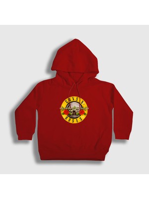 Presmono Unisex Çocuk Kırmızı Logo Guns N' Roses Kapüşonlu Sweatshirt