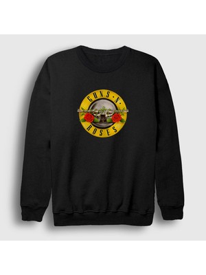 Presmono Unisex Siyah Logo Guns N' Roses Sweatshirt