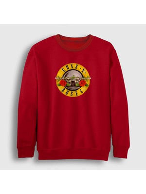 Presmono Unisex Kırmızı Logo Guns N' Roses Sweatshirt