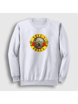 Presmono Unisex Beyaz Logo Guns N' Roses Sweatshirt