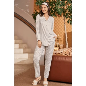 By Mecit Pijama 5143 Desenli Önden Düğmeli Kadın Pijama Takımı