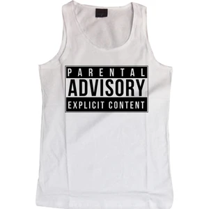 Stonedfame Parental Advisory Baskılı Sıfır Kol T-Shirt