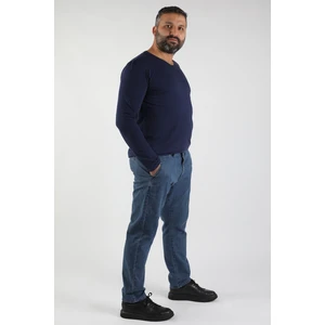 Büyük Beden Fleto Cep Jean Açık Mavi