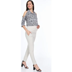 3506-BİLEK Boy Hamile Dar Paça Kumaş Pantolon Taş-44