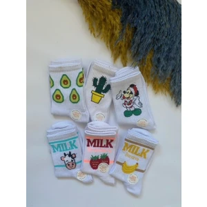 Çorap Dünyam 6'li Renkli Düz Neşeli Kolej Tenis Çorap RE1222