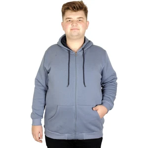 Erkek Sweatshirt Kapşonlu Zippered Basic 20543 Mavi