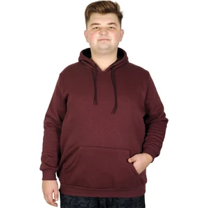 Erkek Sweatshirt Kapşonlu Pocket Basic 20562 Mürdüm