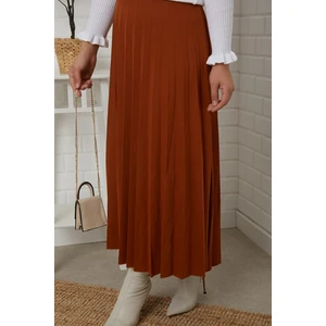 Essah Moda Kadın Taba Piliseli Uzun Etek - ME000215