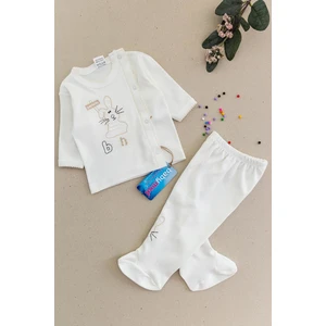 Önden Çıtçıtlı Tavşan Figürlü Ikili Bebek Takımı