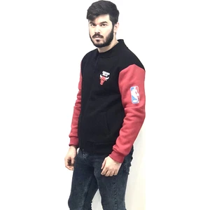 Amor Man Kolej Yaka Chıcago Bulls Fermuarlı 4 Iplik Kalın Tam Kışlık Iç Komple Pamuk Erkek Sweatshırt-Mont