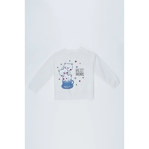 Kız Bebek Regular Fit Kedi Baskılı İçi Yumuşak Tüylü Sweatshirt T0064A220WN