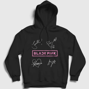 Unisex Siyah Signs Blackpink Kapüşonlu Sweatshirt
