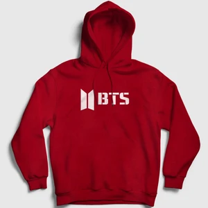 Unisex Kırmızı Logo Bts Kapüşonlu Sweatshirt