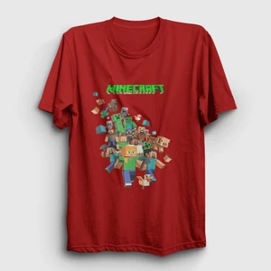 Unisex Kırmızı All Minecraft T-Shirt