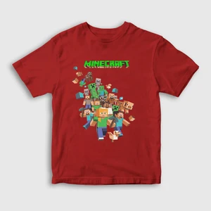 Unisex Çocuk Kırmızı All Minecraft T-Shirt