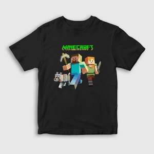 Unisex Çocuk Siyah Miners Minecraft T-Shirt