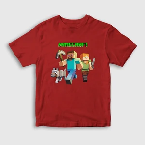 Unisex Çocuk Kırmızı Miners Minecraft T-Shirt