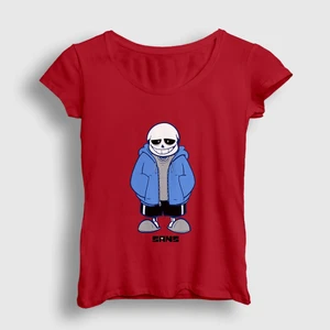 Kadın Kırmızı Blue Coat Sans Undertale T-Shirt