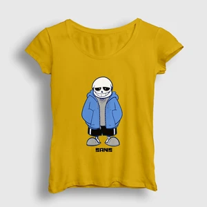 Kadın Sarı Blue Coat Sans Undertale T-Shirt