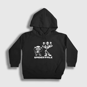 Unisex Çocuk Siyah Sans Papyrus Undertale Kapüşonlu Sweatshirt