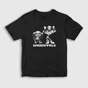Unisex Çocuk Siyah Sans Papyrus Undertale T-Shirt