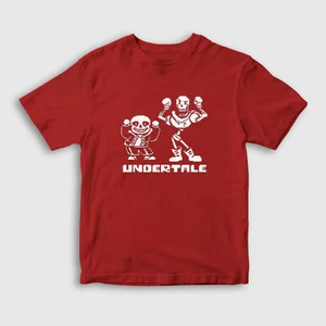 Unisex Çocuk Kırmızı Sans Papyrus Undertale T-Shirt