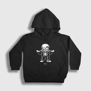 Unisex Çocuk Siyah Sans Undertale Kapüşonlu Sweatshirt