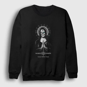Unisex Siyah Upside Down Marilyn Manson Sweatshirt
