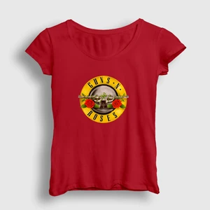 Kadın Kırmızı Logo Guns N' Roses T-Shirt