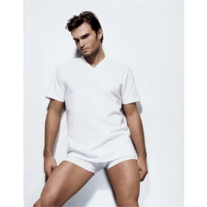 Çift Kaplan 5 Adet Erkek Beyaz Süprem V Yaka T-Shirt Fanila Abnçk 945
